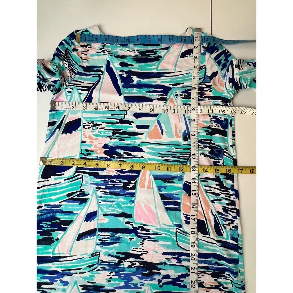 LILLY PULITZER Girls Size XL 12-14 Dress SAILBOAT Beach Colorful Preppy